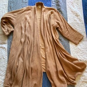 One Size Bronze Linen Gauze Swing Jacket/Cover-Up